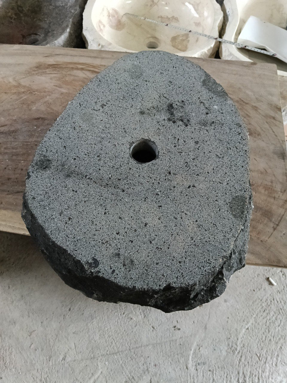 Andesite Stone Sink | A107-5040 | 19.5″×16″ Triangular Organic Black Andesite Polished