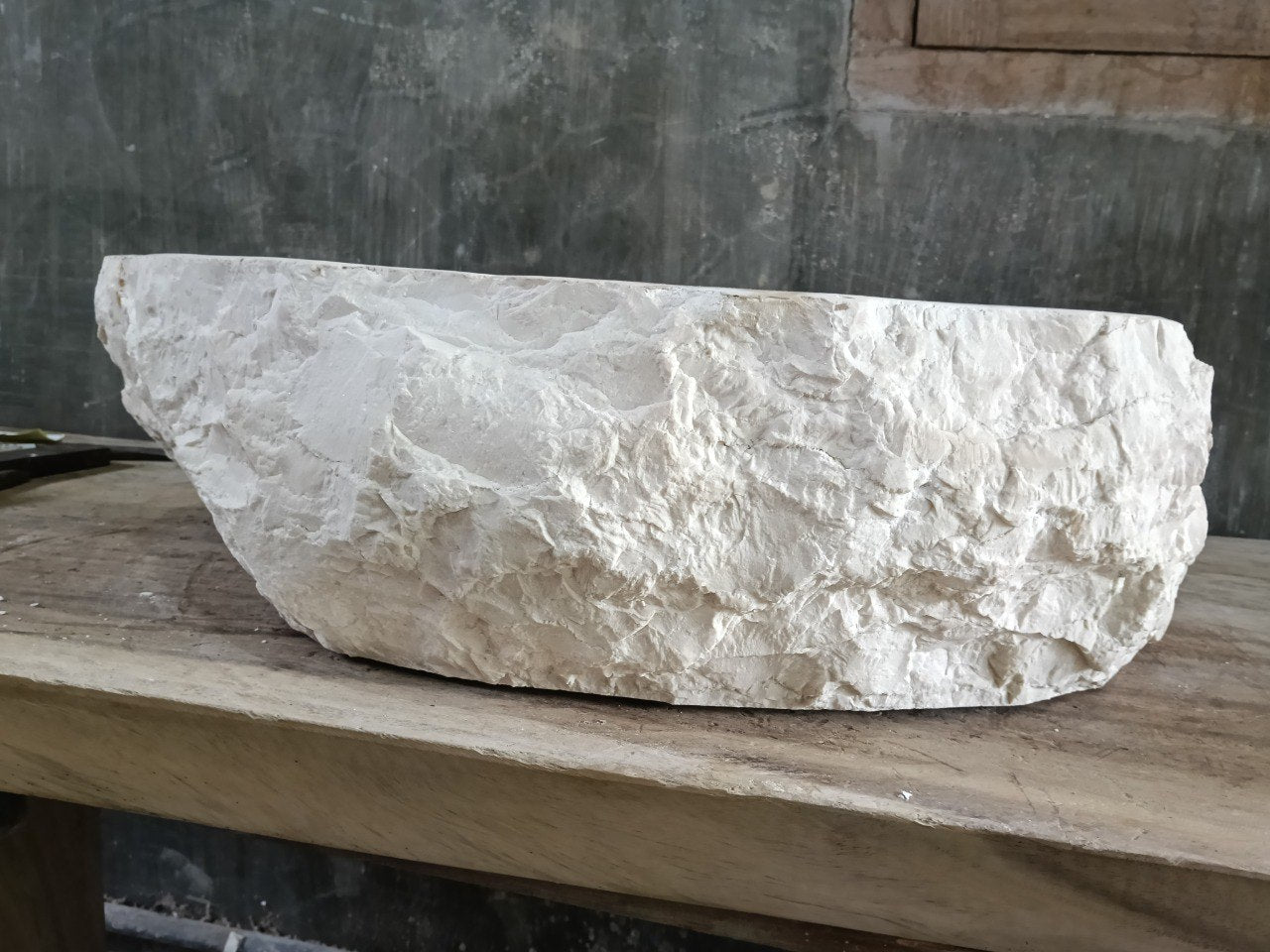 Marble Stone Sink | A109-5647 | 22″×18.5″ Organic White Marble Polished