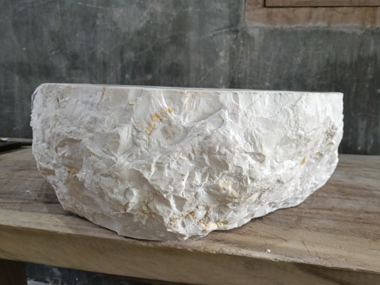 Marble Stone Sink | A109-5647 | 22″×18.5″ Organic White Marble Polished