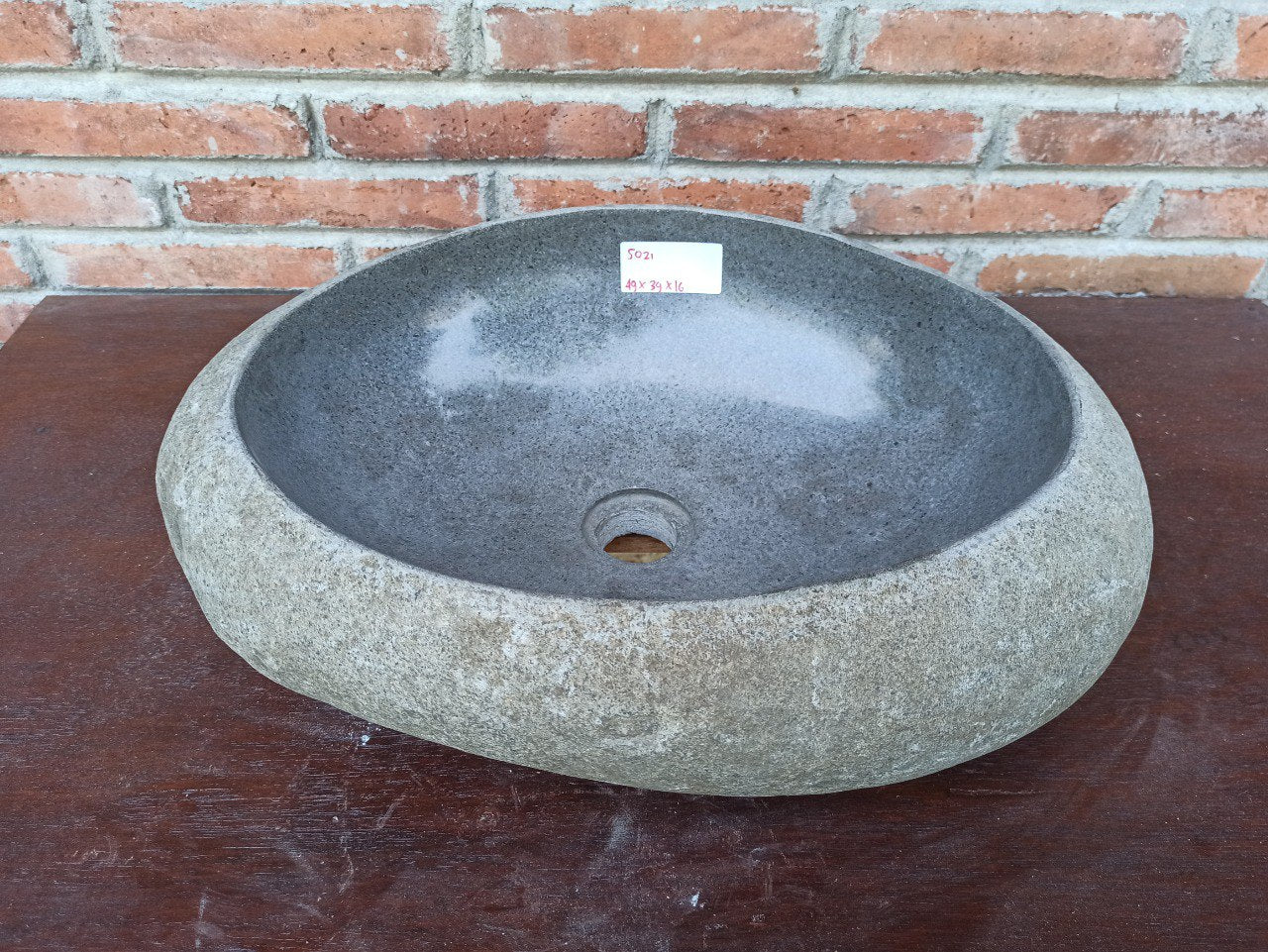 River Stone Sink | 5021-493916 | 19.5″×15.5″ Oval Graphite Gray Polished