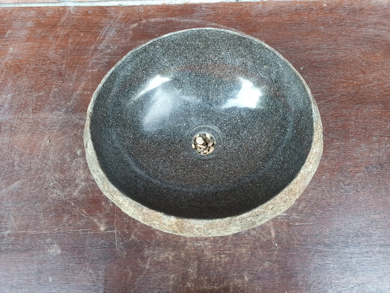 River Stone Sink | 5183-373213 | 14.5″×12″ Round Graphite Gray Polished