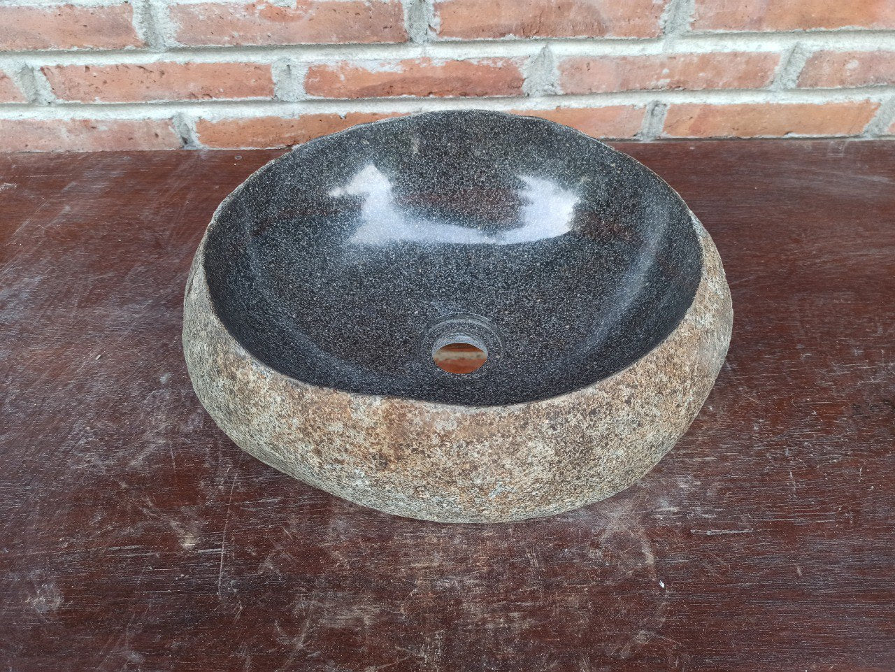 River Stone Sink | 5183-373213 | 14.5″×12″ Round Graphite Gray Polished