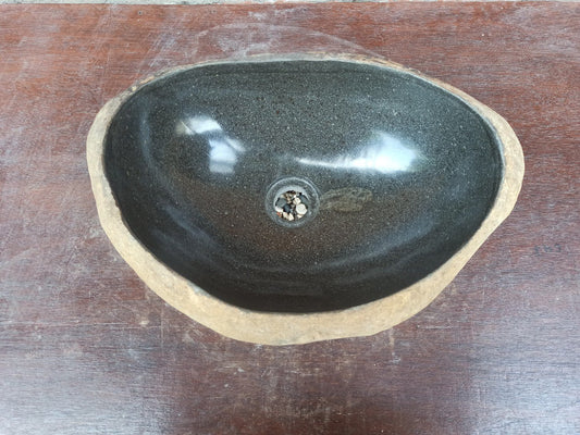 River Stone Sink | 5187-453115 | 17.5″×12″ Oval Graphite Gray Polished