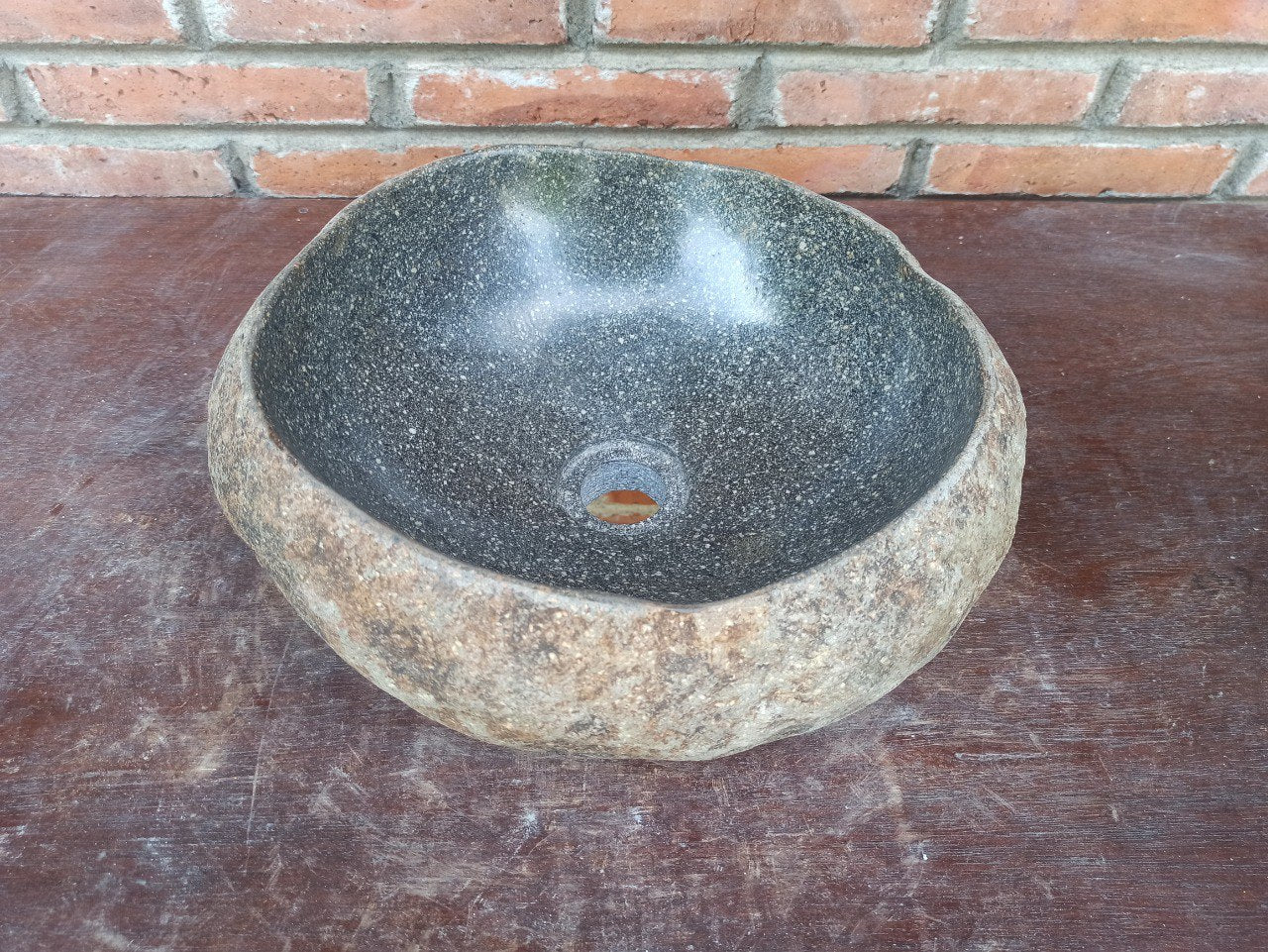 River Stone Sink | 5193-3833 | 15″×13″ Round Graphite Gray Polished