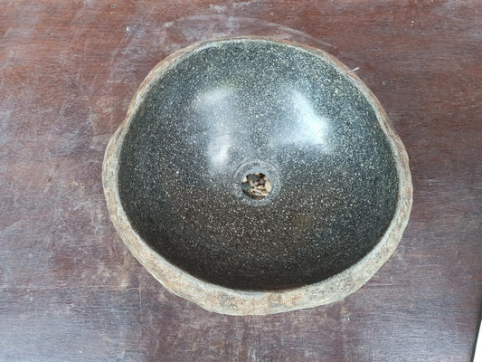 River Stone Sink | 5193-3833 | 15″×13″ Round Graphite Gray Polished