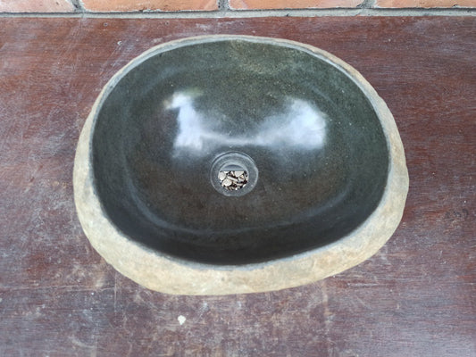 River Stone Sink | 5195-403315 | 16″×13″ Oval Graphite Gray Polished