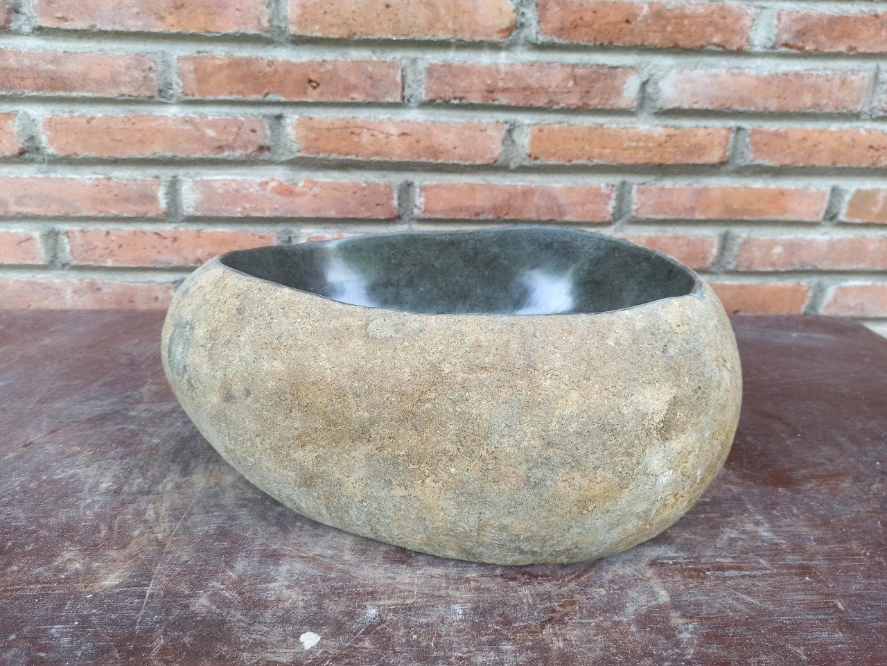 River Stone Sink | 5195-403315 | 16″×13″ Oval Graphite Gray Polished