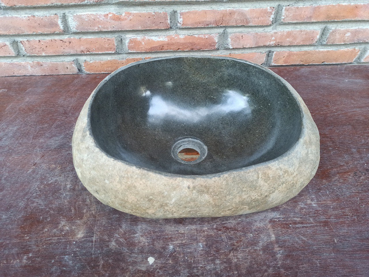 River Stone Sink | 5195-403315 | 16″×13″ Oval Graphite Gray Polished