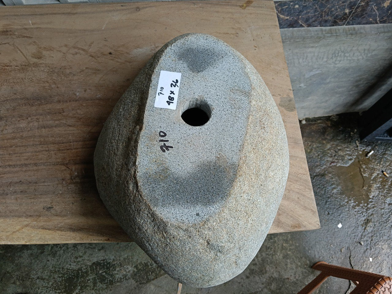 Bottom view of 6710-4836 solid one-piece river rock sink
