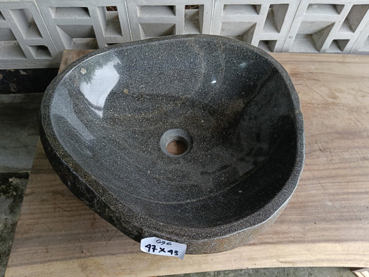 River Stone Sink | 6696-4743 | 19×17″ Oval Graphite Polished/Natural