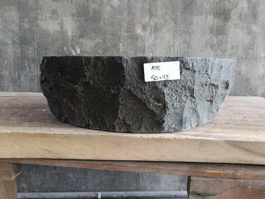 Andesite Stone Sink | A175-5043 | 19.5″×17″ Triangular Organic Black Andesite Polished