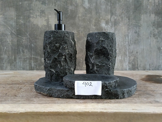 Andesite Stone Bathroom Set | 402 | Hand-Carved Volcanic Rock