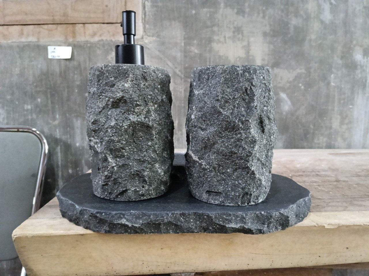 Andesite Stone Bathroom Set | 406 | Hand-Carved Volcanic Rock