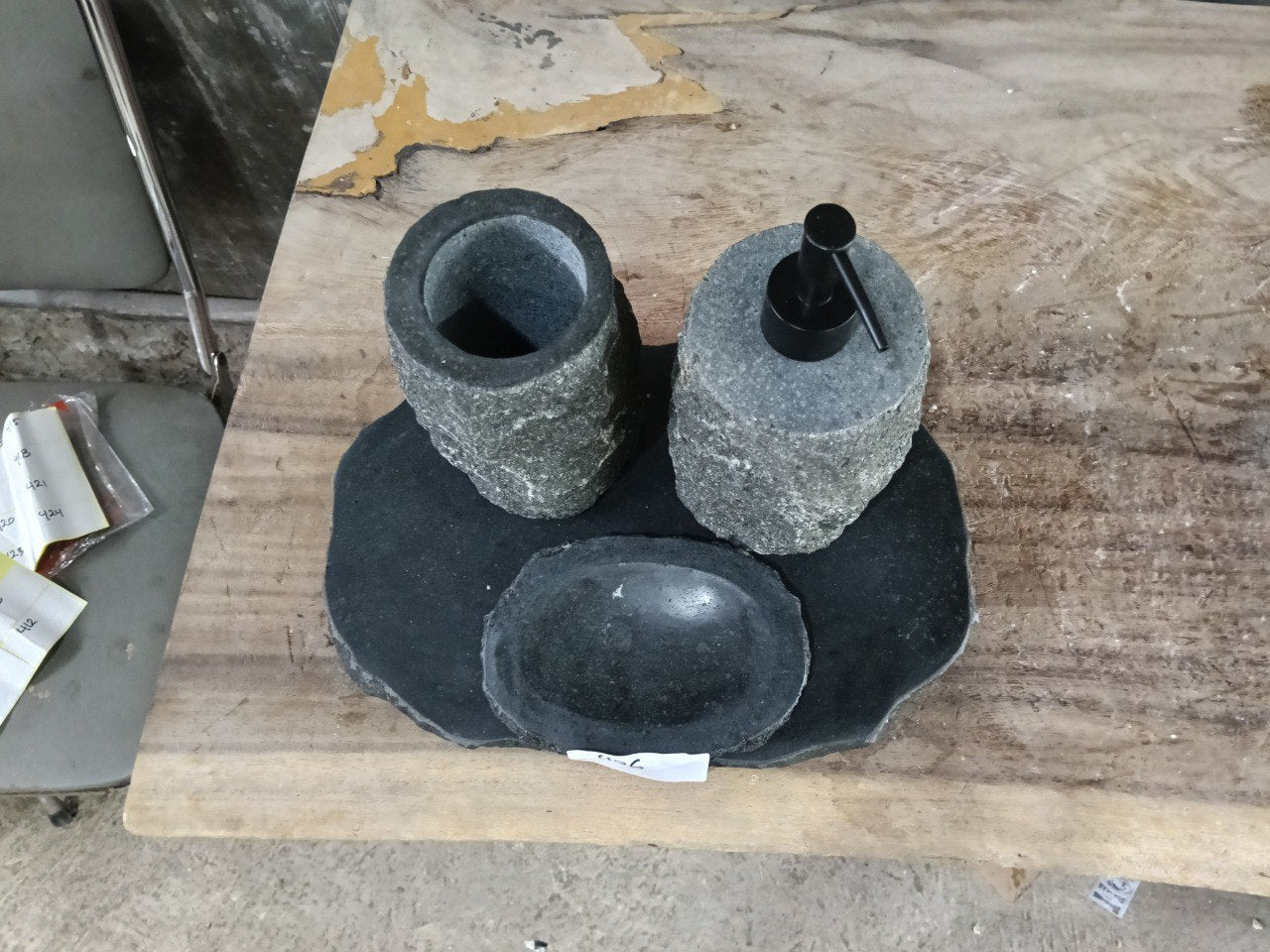 Andesite Stone Bathroom Set | 406 | Hand-Carved Volcanic Rock