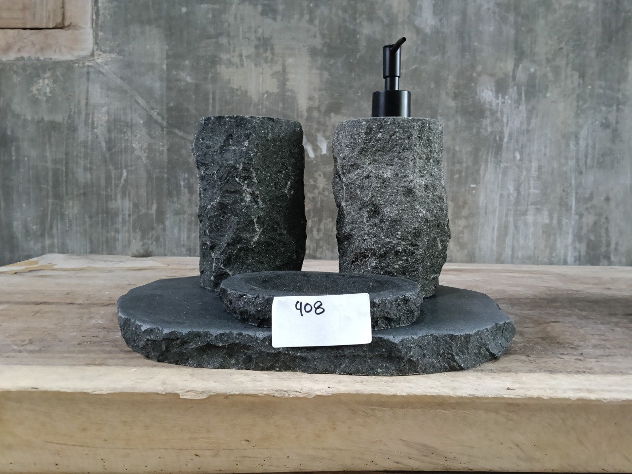 Andesite Stone Bathroom Set | 408 | Hand-Carved Volcanic Rock