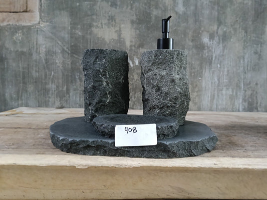 Andesite Stone Bathroom Set | 408 | Hand-Carved Volcanic Rock