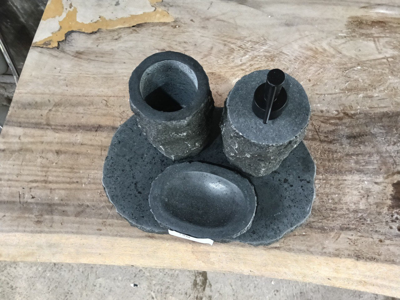 Andesite Stone Bathroom Set | 410 | Hand-Carved Volcanic Rock