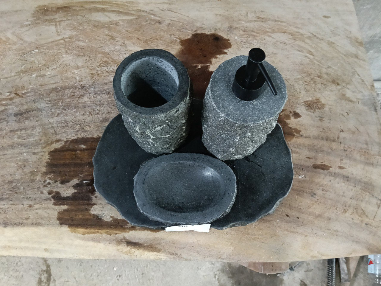 Andesite Stone Bathroom Set | 411 | Hand-Carved Volcanic Rock