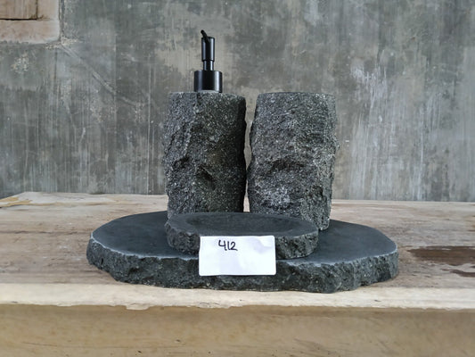 Andesite Stone Bathroom Set | 412 | Hand-Carved Volcanic Rock