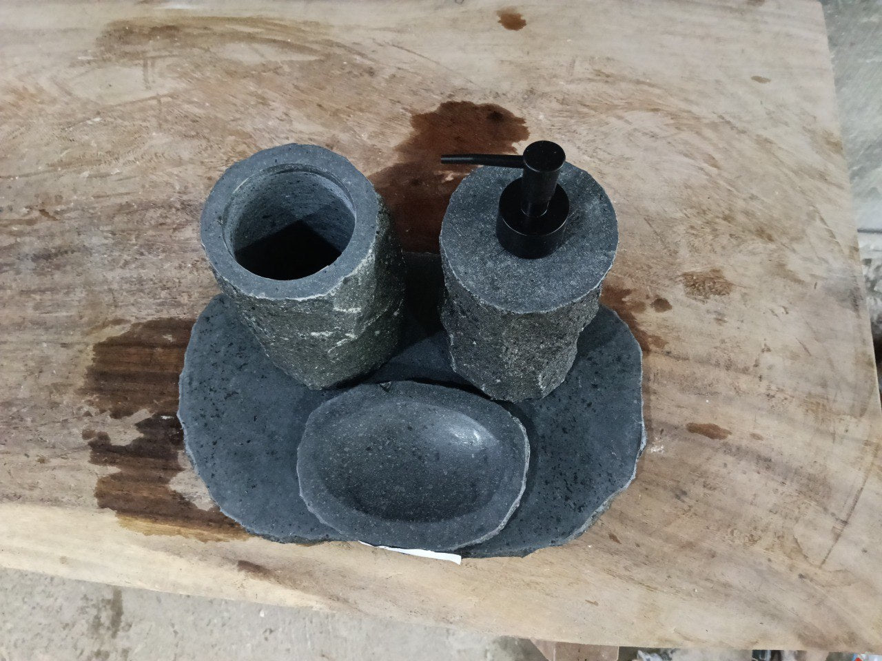 Andesite Stone Bathroom Set | 413 | Hand-Carved Volcanic Rock