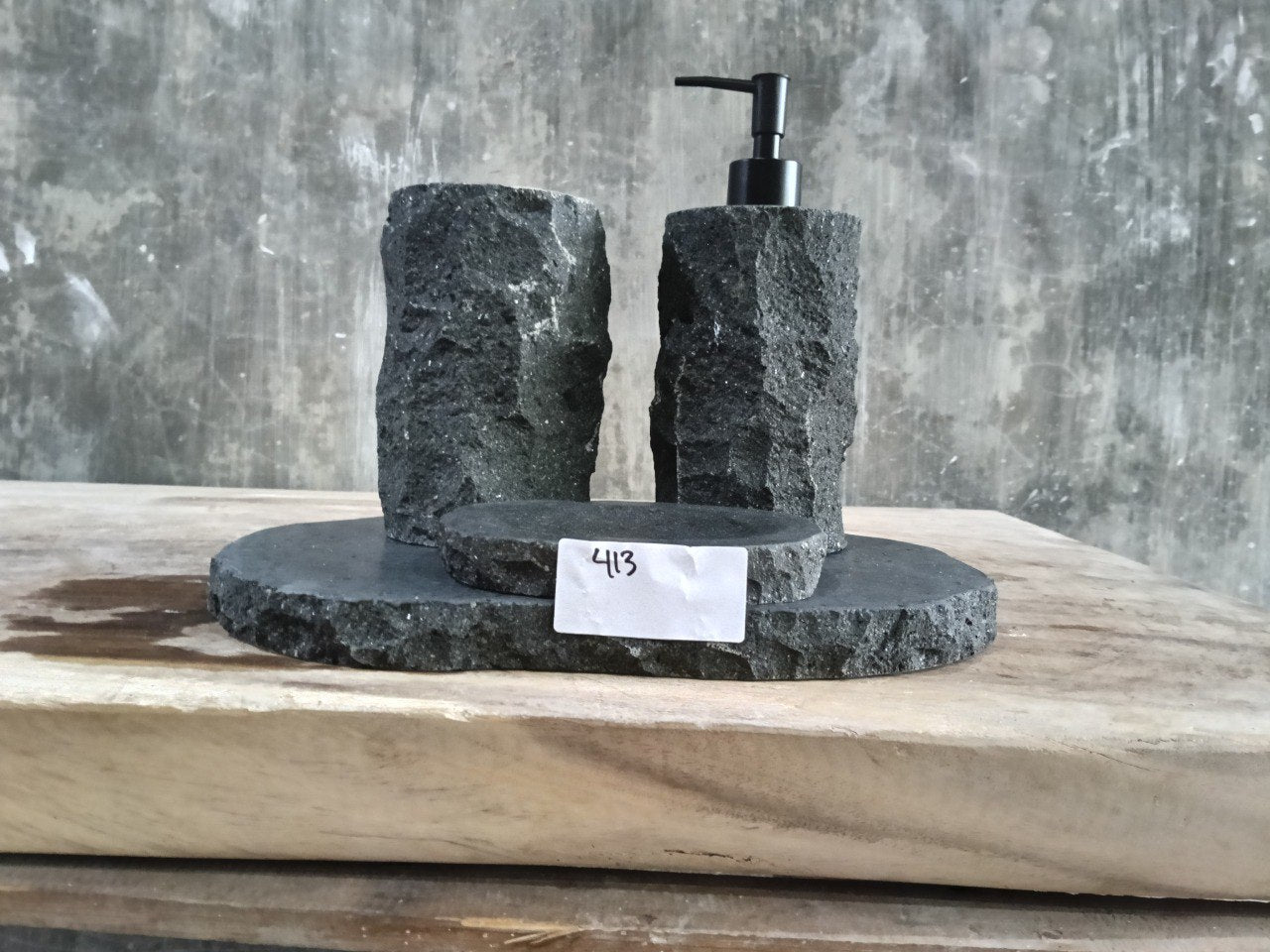 Andesite Stone Bathroom Set | 413 | Hand-Carved Volcanic Rock