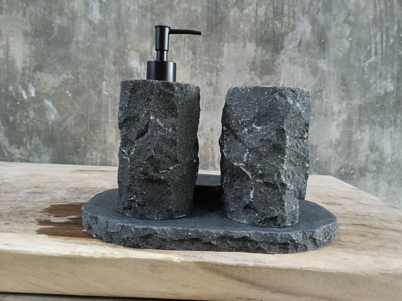 Andesite Stone Bathroom Set | 413 | Hand-Carved Volcanic Rock