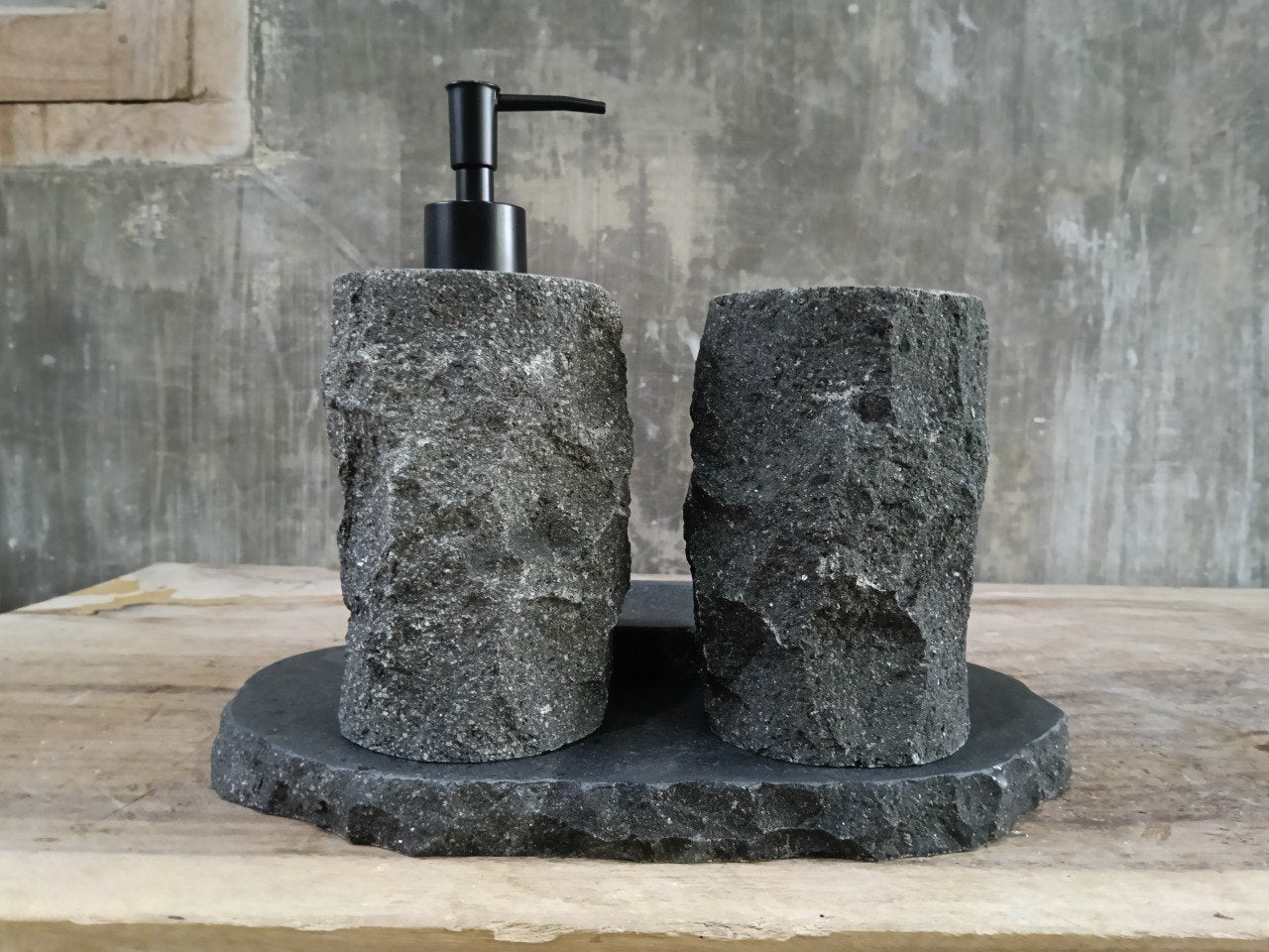 Andesite Stone Bathroom Set | 414 | Hand-Carved Volcanic Rock