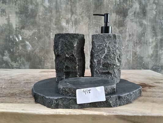 Andesite Stone Bathroom Set | 415 | Hand-Carved Volcanic Rock