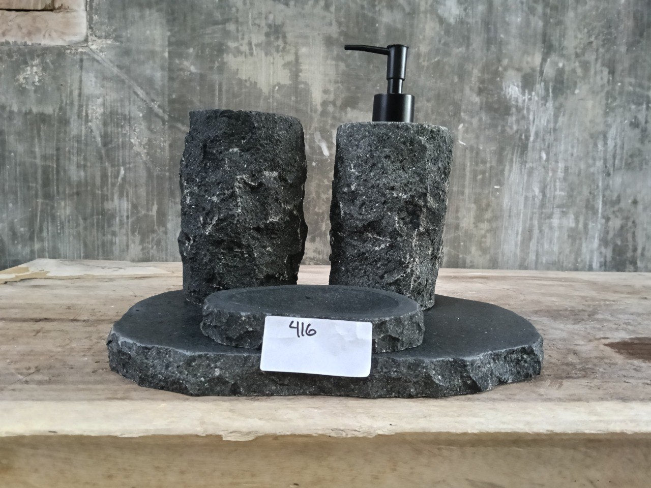 Andesite Stone Bathroom Set | 416 | Hand-Carved Volcanic Rock