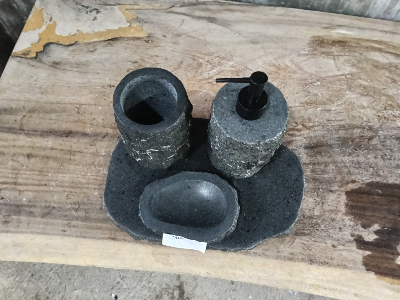 Andesite Stone Bathroom Set | 416 | Hand-Carved Volcanic Rock