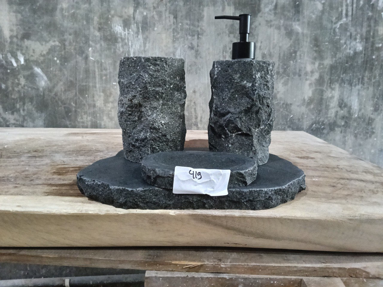 Andesite Stone Bathroom Set | 419 | Hand-Carved Volcanic Rock