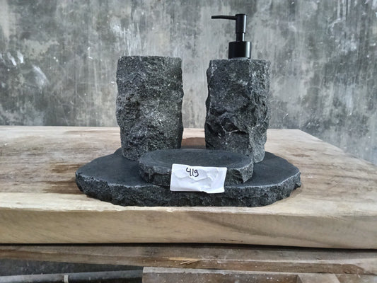 Andesite Stone Bathroom Set | 419 | Hand-Carved Volcanic Rock