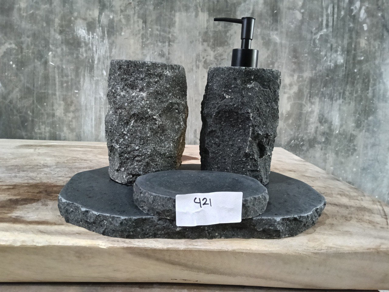 Andesite Stone Bathroom Set | 421 | Hand-Carved Volcanic Rock
