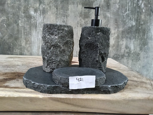Andesite Stone Bathroom Set | 421 | Hand-Carved Volcanic Rock