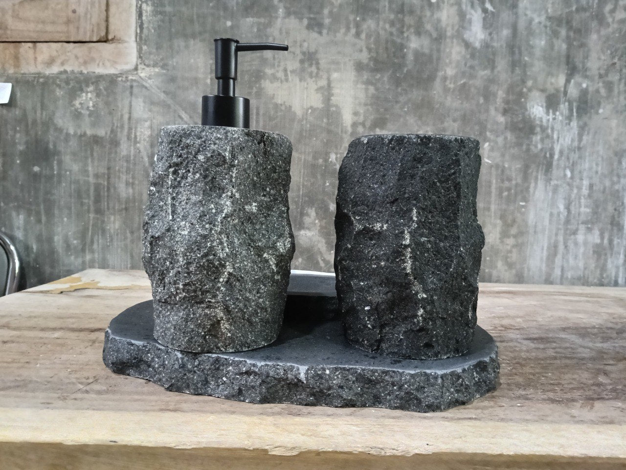 Andesite Stone Bathroom Set | 422 | Hand-Carved Volcanic Rock