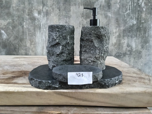 Andesite Stone Bathroom Set | 423 | Hand-Carved Volcanic Rock