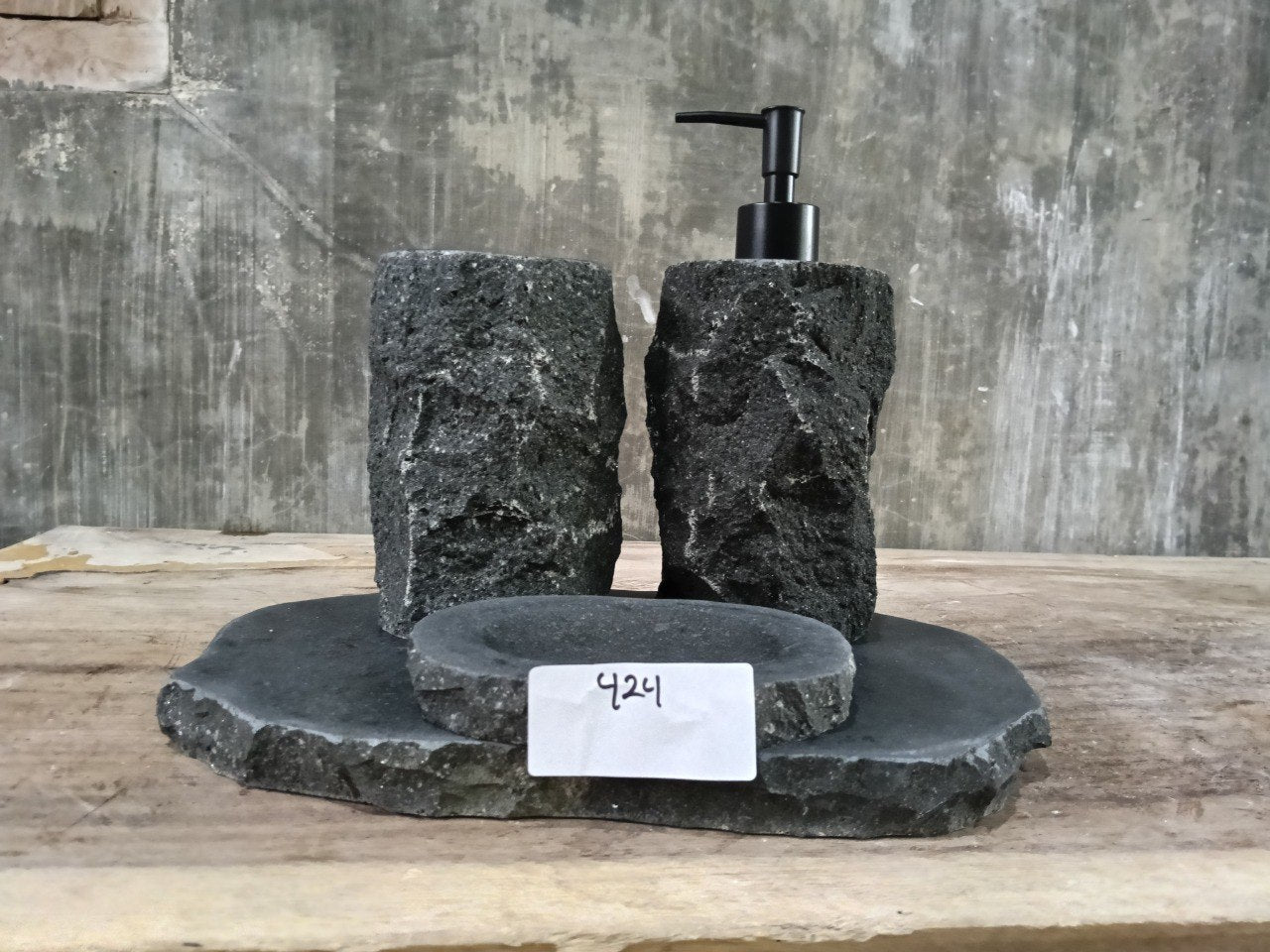 Andesite Stone Bathroom Set | 424 | Hand-Carved Volcanic Rock