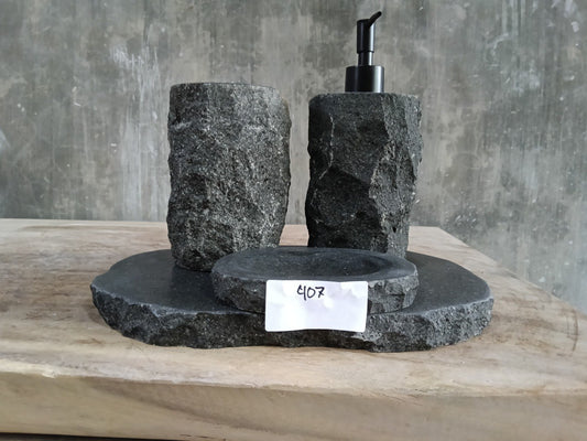 Andesite Stone Bathroom Set | 407 | Hand-Carved Volcanic Rock