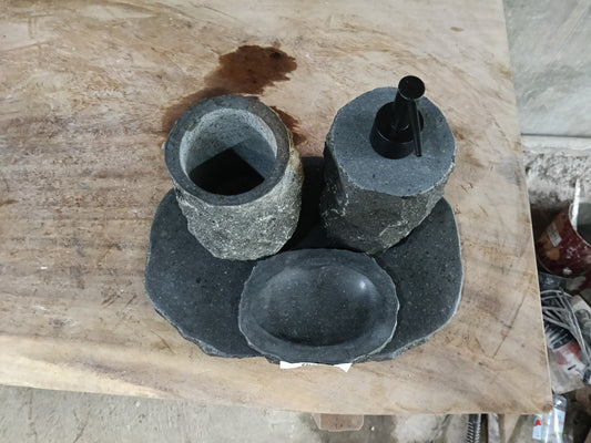Andesite Stone Bathroom Set | 407 | Hand-Carved Volcanic Rock