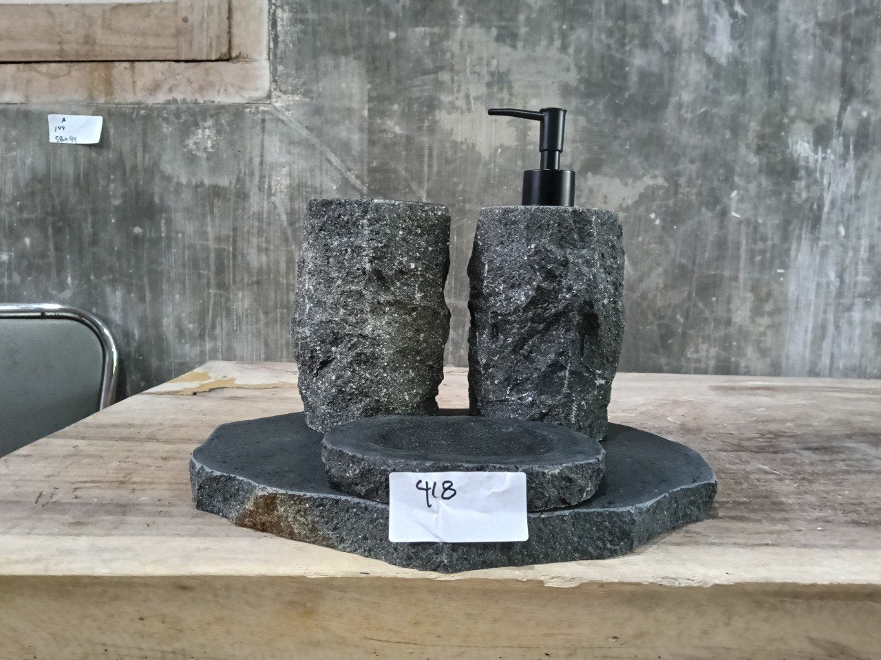 Andesite Stone Bathroom Set | 418 | Hand-Carved Volcanic Rock