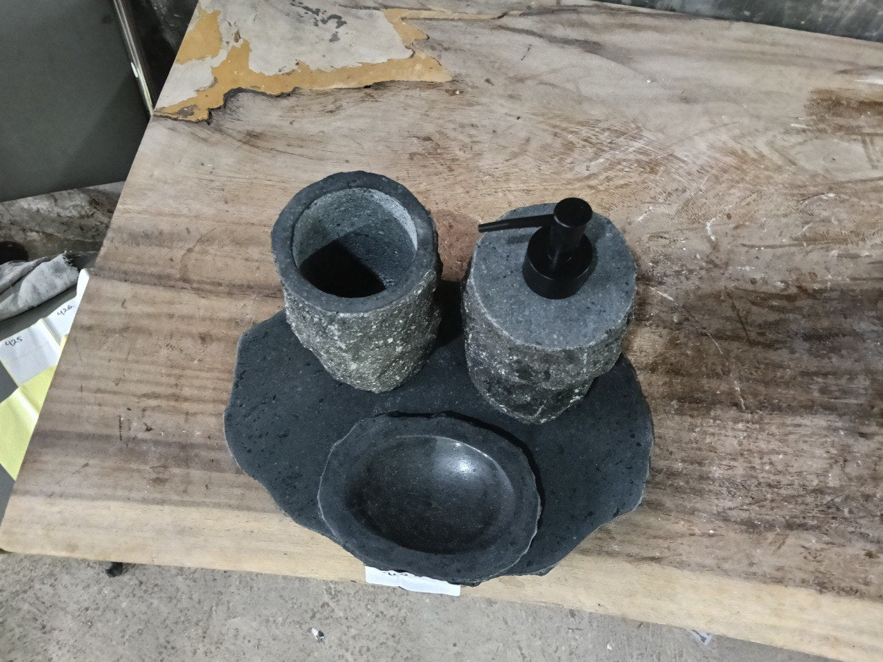 Andesite Stone Bathroom Set | 418 | Hand-Carved Volcanic Rock