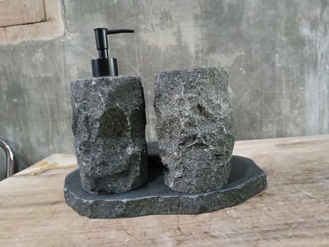 Andesite Stone Bathroom Set | 418 | Hand-Carved Volcanic Rock
