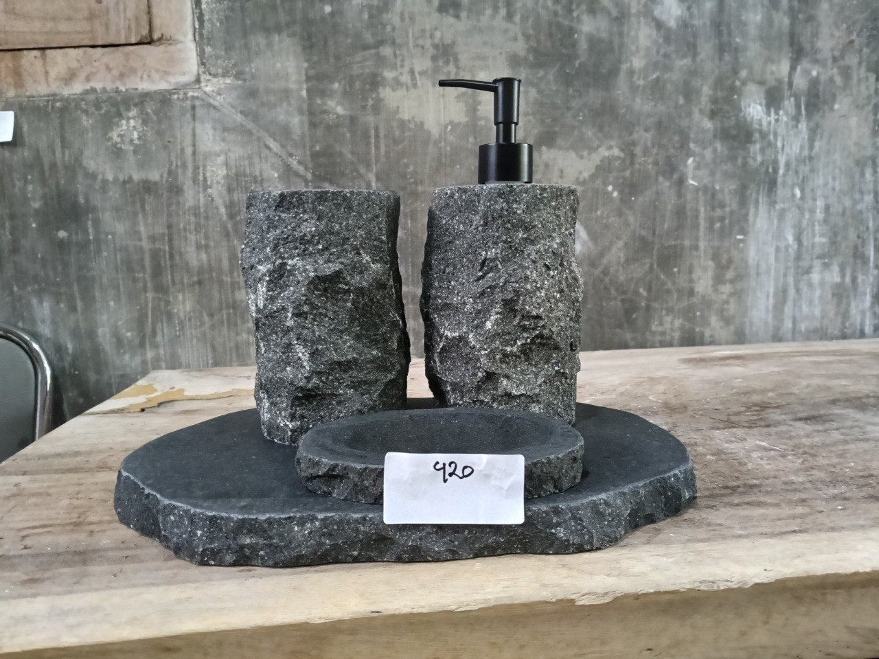 Andesite Stone Bathroom Set | 420 | Hand-Carved Volcanic Rock
