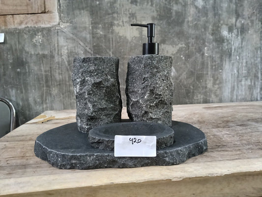 Andesite Stone Bathroom Set | 420 | Hand-Carved Volcanic Rock