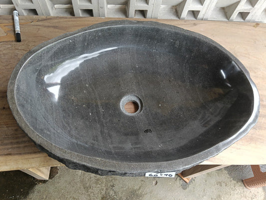 Top view of elongated oval dark gray andesite stone sink ndz6037-6040
