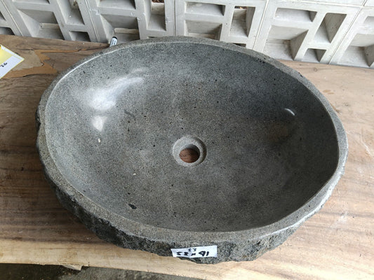 Top view of oval light gray andesite stone sink ndz6033-5341
