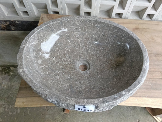 Top view of oval gray marble stone sink mrb6007-5342
