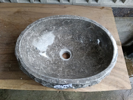 Top view of oval gray marble stone sink mrb6019-4232
