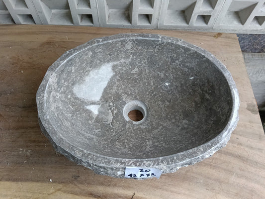 Top view of oval gray marble stone sink mrb6020-4232
