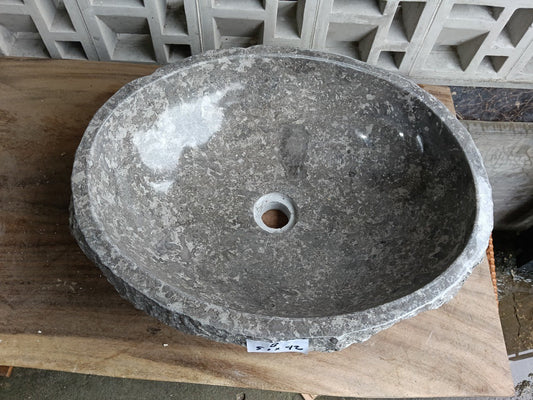 Top view of oval gray marble stone sink mrb6008-5142
